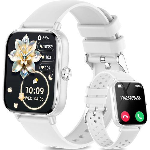 Montre Connectée Femme Homme, 1.83"" Hd Smartwatch Avec Appel Bluetooth, 100+ Modes Sport/Fréquence Cardiaque/Sommeil/Spo2, Podomètre Montre Intelligente Etanche Ip68 Pour Android Ios, Blanc