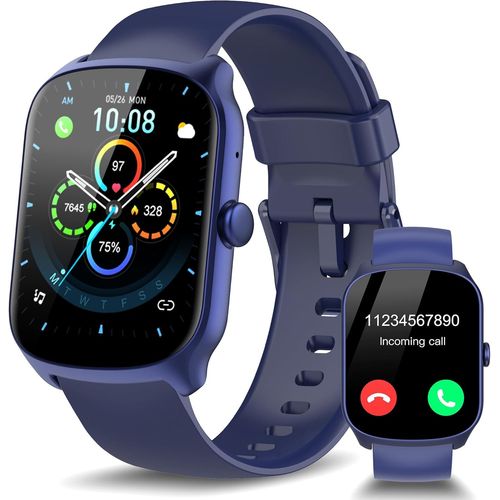 Montre Connectée Homme Femmes avec Appel Bluetooth, 1.85"" Smartwatch avec 110+ Sportifs,Etanche IP68 Smart Watch, Podometre/Cardiofrequencemetre/Sommeil, Montre Sport, Bleu Marine