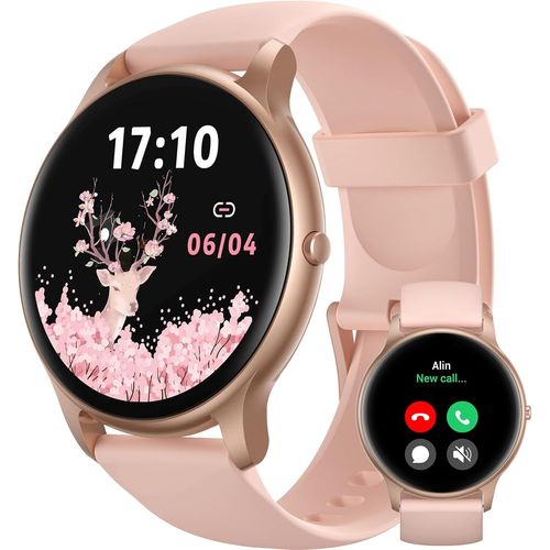 Montre Connectée Femme Avec Appels Bluetooth, Montre Sport Avec 100+ Sportifs, Étanche Ip68, Moniteur Sommeil, Fréquence Cardiaque, Podomètre, Smartwatch Pour Android & Ios, Sprod1, Or Rose