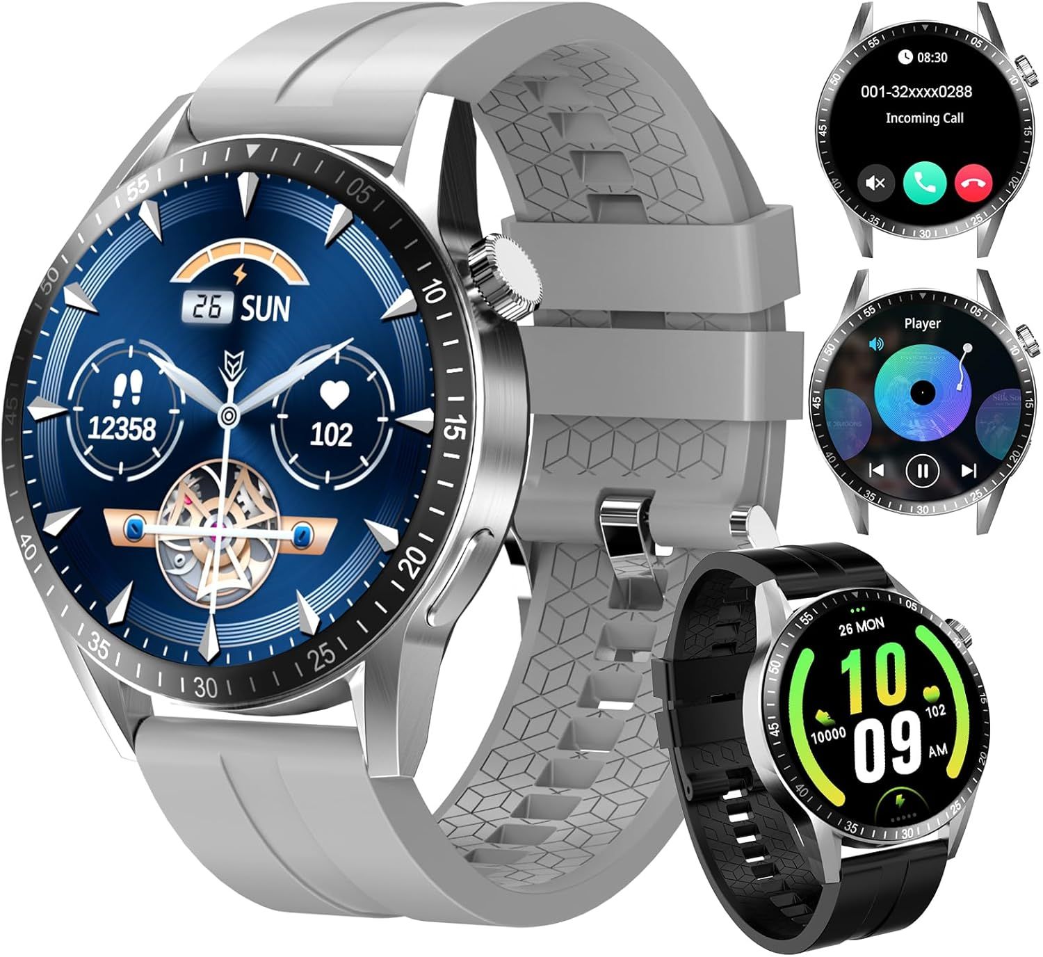Montre Connectée Homme, Smartwatch 1.85" Montre Moniteur Sommeil Etanche IP68, Montre