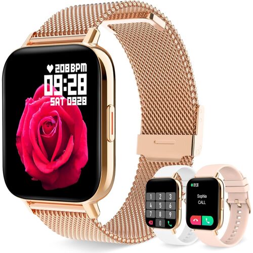 Montre Connectée Femme Appels/Notification Intelligente, Smartwatch Femme avec Podometre Calories Cardiofrequencemètre, Moniteur de Sommeil, 8 Modes Sportifs Fitness pour iOS Android Etanche