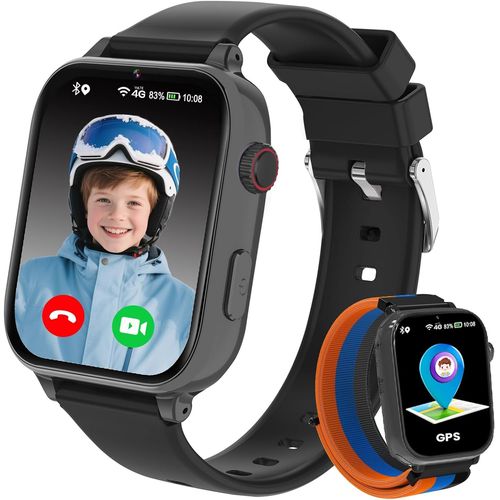 Chenquansarl-Montre Connectée Enfant 4g Gps - Smartwatch Téléphone Pour Fille Garçon Avec Sos, Chat, Appel Vidéo, Wifi, Mode Classe, Réveil, Caméra, Jeux, Montre Intelligente Enfants Cadeau 4 À 12 An