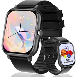 ChenQuanSarl-Montre Connectée Enfant Filles Garçons Avec 1,57 Pouces Bricolage Vi Apprendre Cartes Musique Histoires De Chevet, Montre Enfant Anniversaire Cadeaux Jouets Pour Enfants 4 5 6 7 8+ (Blac