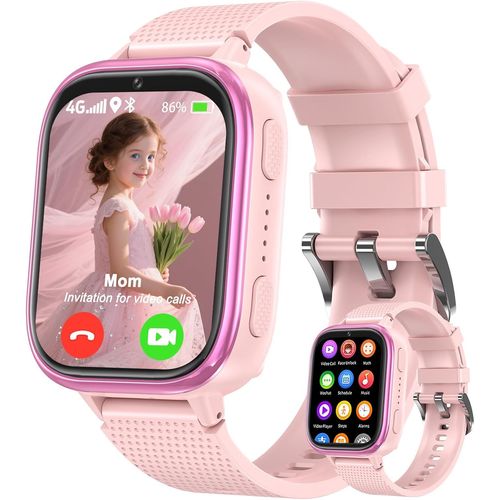 Chenquansarl-Montre Connectée Enfant,Montre Gps Enfant 4g Avec Vidéo Hd Et Appel Téléphonique Chat Vocal Location En Temps Réel Et Mode Scolaire,5-14 Ans Fille Garçon Smartwatch Cadeau