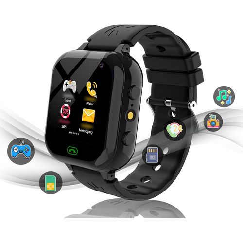 Montre Connectée Enfant avec Carte SIM Montre Telephone avec Sim Appel SMS SOS 25 Jeux Appareil Photo Podomètre Réveil Montre Connectée avec Carte Sim Cadeaux de Noël Pour Garçons Filles Bleu