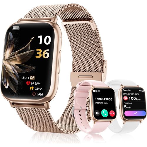 Montre Connectée Femme Avec Appel Bluetooth, 1.83"" Smartwatch, Avec Spo2, Tension Artérielle, Suivi Du Sommeil, 24H Fréquence Cardiaque,100+ Sportifs, Podometre Android Ios (Rose Gold)