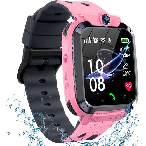 Kalanka-Ip68 Montre Connectée Enfant Gps,Montre Gps Enfant Garçons Filles Avec Appel Bidirectionnel,Sos Voice Chat Téléphone Caméra Jeux Mode Classe, Montre Intelligente Enfants Cadeau Pour 4-12 Ans(