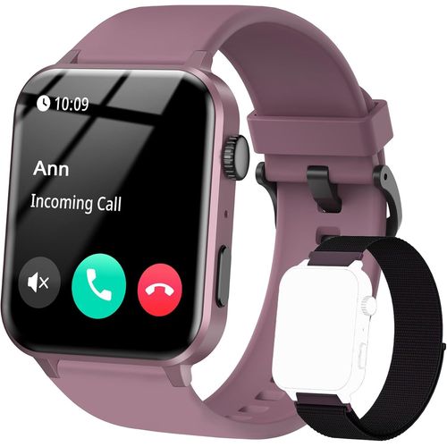 Montre Connectée Femme Homme avec Appel Bluetooth, Notifications Réseaux Sociaux, Analyse Sommeil, Cardiofréquencemètre, Oxymètre, Podomètre,100 Modes Sport, pour Android & iOS (Violet)