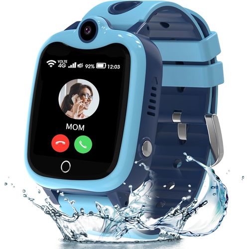 Asfasfq-Elejafe Montre Connectée Enfant, Montre Connectée Gps Enfant Avec Téléphoniques Et Appel Vidéo, Chat Familial, Mode Classe, Bouton Sos, Ip68, Cadeau Pour 3-12 Ans (Bleu-Gps)