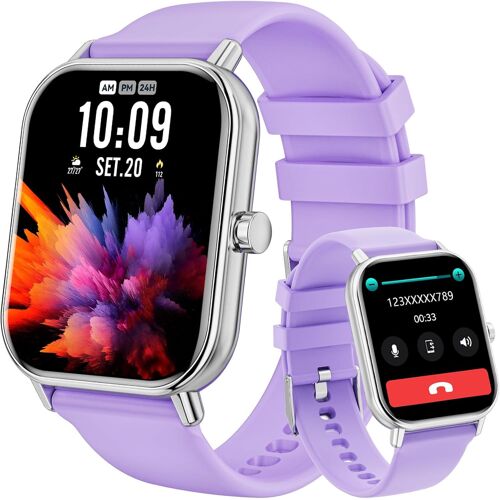 KAL-Montre Connectée Homme Femme Avec Appels Bluetooth,1,85"" Écran Montre Intelligent Avec Fréquence Cardiaque,Spo2,Sommeil,Podometre,Ip67 Étanche Montre Fitness Compatible Avec Android Ios