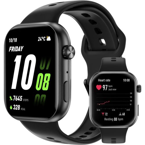 Choice Watch 2i 1.85"" AMOLED Smartwatch Bluetooth Calling,109 Modes de Fitness,14 Jours D'autonomie,Spo2, Fréquence Cardiaque et Moniteur de Stress,Suivi du Sommeil,Android iOS,Noir