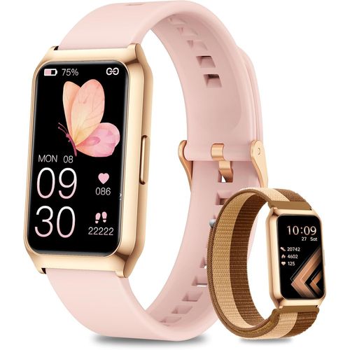 Montre Connectée Femme, 1.47"" HD Tracker d'Activité, 26 Modes Sportifs, Fréquence Cardiaque SpO2 Suivi Sommeil, Endurance 7 Jours, Etanche IP68 Smartwatch Féminine pour Android iOS, Rose