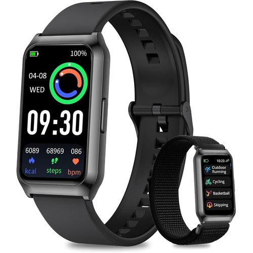 Kyaoayo-Montre Connectée Homme Femme Avec Boîtier En Aluminium Noir Et Endurance 7 Jours,1.47"" Hd Tracker D'activité, Fréquence Cardiaque Spo2 Suivi Sommeil,Ip68 Étanche Smartwatch Android Ios