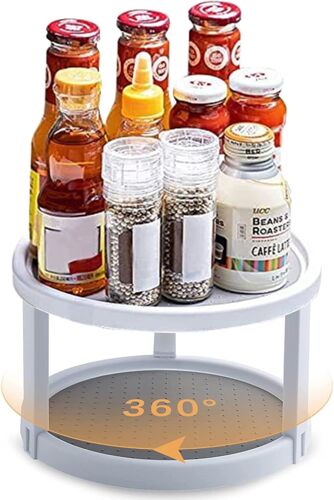 Chenquansarl-Plateau Tournant Epices 25cm Placard Étagère À Épices Rotative 360° Rotatif Plateau Tournant Frigo Pour Cuisine Réfrigérateur Armoire E Bain Rangement