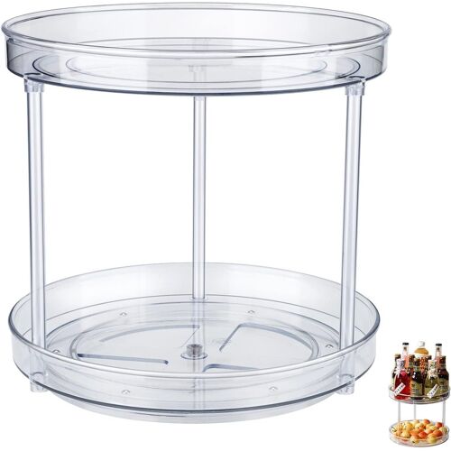 Chenquansarl-Organisateur À 2 Niveaux ¿ Plateau Tournant Rond En Plastique ¿ Rangement Épices Cuisine ¿ Organisateur Placard Cuisine Pour Bocaux D'épices, Cuisine, Table De Chevet, Placard