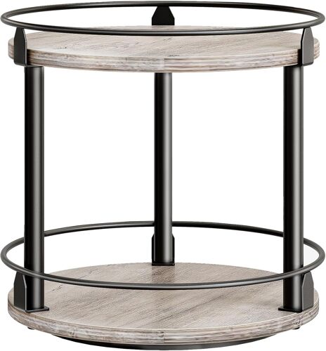 Cmwx-Étagère À Épices, Organisateur Pivotant, Plateau Rond À 2 Niveaux, Plateau À Épices Rotatif, Pour Comptoir De Cuisine, Table À Manger, Coiffeuse, Bureau, Gris Patiné Et Noir Xsr22bg