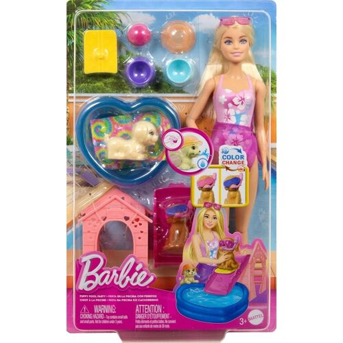 Barbie - Coffret piscine des chiots avec poupée