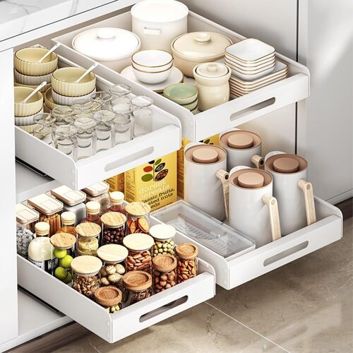 JEXNOVASHOP-Organisateur D'armoire Coulissant, Tiroirs Coulissants pour Armoires de Cuisine, Organiseur de Rangement, 40 x 43 x 6 cm