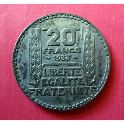 20 Francs 1933 Turin Paris Argent Rameaux Longs Et Aile