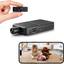 Mini Camera Espion Sans Fil, Wifi Camera Surveillance 10H Enregistrement Continu, Stockage Cloud Gratuit, Batterie 3000Mah, Détection Mouvement & Vision Nocturne, Intérieur/Extérieur