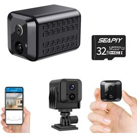 Mini Surveillance 4K HD WiFi avec Batterie intégrée,Application Téléphone Portable pour WiFi,Petite avec Détecteur de Mouvement,Vision Nocturne,Transmission en