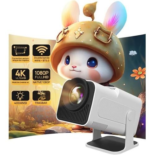 ChenQuanSarl-Projecteur Hy320 Avec Android Tv, Natif 1080P 4K, Vision Beamer Portable, Connexion Bidirectionnelle Avec Wifi Et Bluetooth,