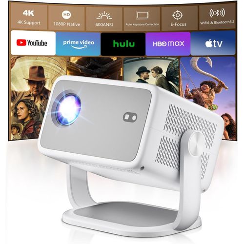 ChenQuanSarl-Mini Vidéoprojecteur Fhd 1080P,Projecteur 4K Home Cinéma Compact,Projecteur Avec Wifi6 Et Bluetooth 5.2,Projecteur Home Cinéma Pour Téléphone/Tv Stick/Ordinateur Portable