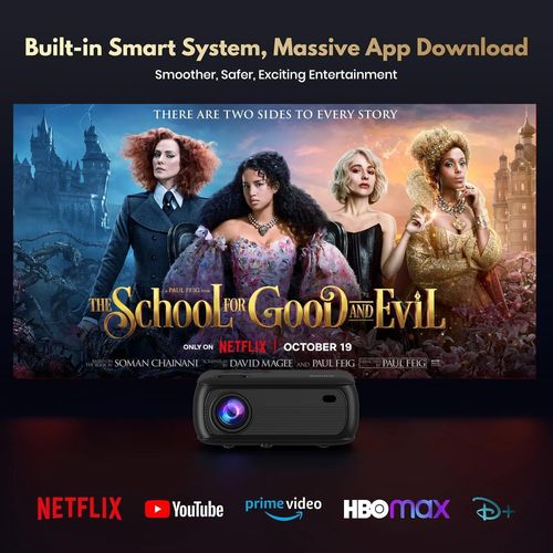 SUBZONAL-4K Vidéoprojecteur 1080P Nativo 2025 Projecteur Portable avec Smart TV OS Apps intégrées, 450ANSI, Haut-Parleur Stéréo, WiFi 6, Bluetooth 5.2 Projecteur Compatible Con TV Stick/Smartphone/HD