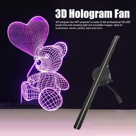 Ventilateur D'Hologramme 3D,Projecteur 3D Wifi 16,5 Pouces 2000X224 Avec 224 Perles De Lumière Led Pour La Publicité En Magasin D'Affaires 100-240V (Prise Ue)