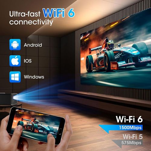 Vidéoprojecteur 4K,¿Autofocus/Keystone¿Mini Projecteur Intelligent,Bluetooth Pour La Maison/L'Extérieur,Natif 1080P 400 Ansi,Wifi 6,Projecteur Portable 16000 Lumens Et Zoom Et Pour Téléphone/Hdmi/Usb