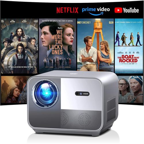 4K Auto Focus/Keystone Projector 700ANSI Lumen, WiFi6, Bluetooth, FHD 1080P Video Projector, Supported 4K with Android System, Zoom Function Overhead Projector for Phone/Laptop