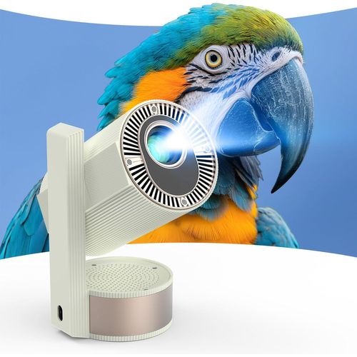 Projecteur Portable 4K,Vidéoprojecteur D'Extérieur,Vidéoprojecteur Portable,Correction Automatique Du Trapèze,Pour Home Cinéma,Extérieur,Camping,Beige