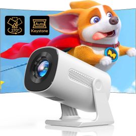 KALANKA-¿Auto Keystone/270° Rotation¿ Mini Projecteur Bluetooth 1080P Full HD, 15000 Lumens O3 Videoprojecteur Portable, Angle 270° Projecteur 4K Home Cinéma pour PS5/TV Stick HDMI USB