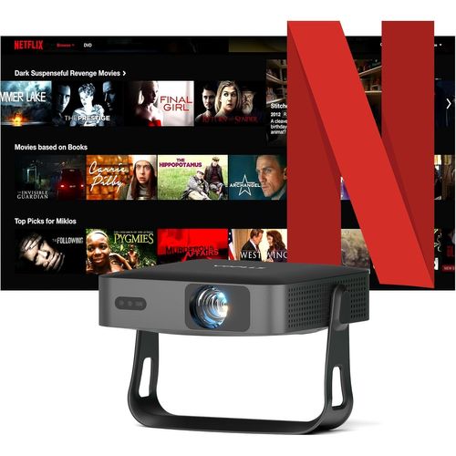 Mini Projector 4K, [Netflix Certified & Ultrathin Body] Auto Focus/Keystone & Full HD 1080P Video Projector, Portable/Short Focal/WiFi Bluetooth/Android/Ceiling/Airplay