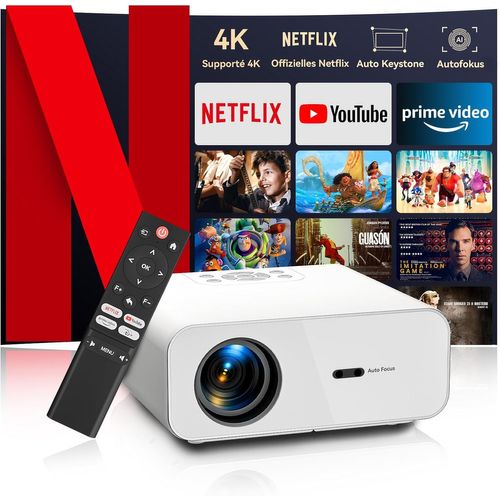 ChenQuanSarl-Vidéoprojecteur 4K Netflix Certifié/Auto Focus Auto Keystone Rétroprojecteur Wifi Bluetooth, 26000 Lumen Full Hd 1080P Projecteur Vidéo, Smart Projecteur Utilisation En Un Clic De Netfli