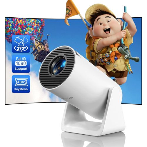¿Auto Keystone¿ Mini Projecteur 4K 1080P Fhd Supporté,Courte Focale Portable Vidéoprojecteur Wifi Bluetooth Avec Angle 270°Zoom 85% Projecteur Vidéo Wifi Home Cinéma/Extérieur Ps5/Tv Stick Hdmi Usb