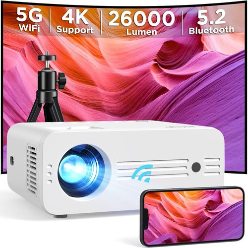 WCHI-[App Intégrée] Vidéoprojecteur 2025 Rétroprojecteur Portable Mini Projecteur Dual Contrôle Avec Souris Android Tv Wifi 6 Bt5.2 180° Rotation Hdmi/Tv Stick/Usb/Ps112,Avec Hdmi Et Souris