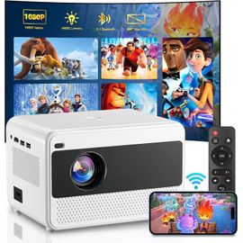 WCHI-[App Intégrée] Vidéoprojecteur 2025 Rétroprojecteur Portable Mini Projecteur Dual Contrôle Avec Souris Android Tv Wifi 6 Bt5.2 180° Rotation Hdmi/Tv Stick/Usb/Ps64,Avec Hdmi Et Souris