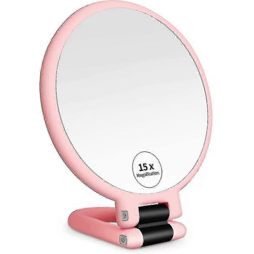1x 15x Miroir À Main Grossissant,Grossissement Sur Piédestal Double Face Et Miroir De Maquillage True Image,Miroir Cosmétique De Vanité Portable De Taille Compacte Et Portable 