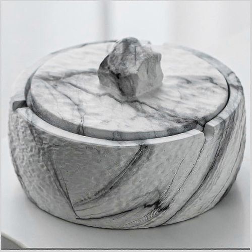 Cendrier antivol avec couvercle,cendrier en marbre,adapté pour le salon,la chambre et le jardin extérieur 11,7 cm X 7,6 cm