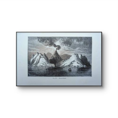 Imprimée En 1868, L'Île Barren, Océan Indien. Original Vintage Authentique