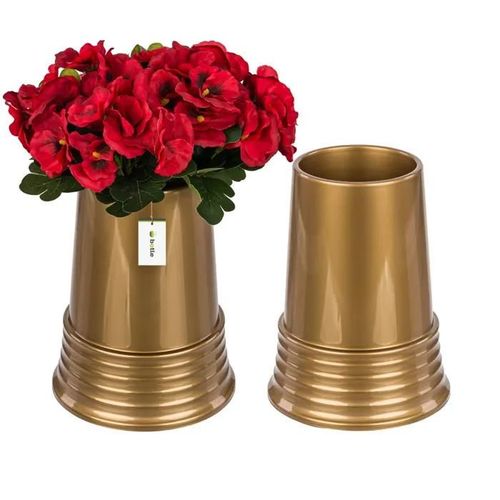 2 x Flacon vase Cône de bougie de cimetière doré 24x18,5 cm composition funéraire