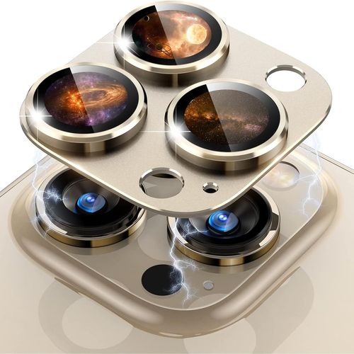 Caméra Arrière Protecteur Compatible Avec Iphone 12 Pro Max, Métal Verre Trempé Caméra Protecteur D'écran Alliage Aluminium Film Pour Iphone 12 Pro Max -Or