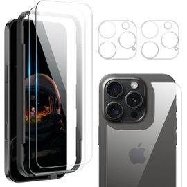 Kal-Verre Trempé Pour Iphone 16 Pro - Lot De 2 Protections D'écran Avec Outil D'installation Facile, 2 Films Pour Appareil Photo Et Film De Protection Arrière
