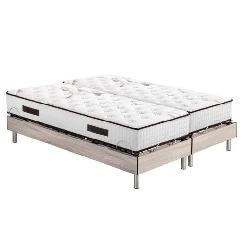 Ensemble relaxation S73+Matelas mousse Myriade 4 - 5 zones - 2x80x200 - Chêne clair