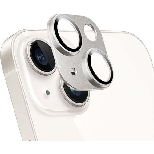 Caméra Arrière Protecteur Compatible Avec Iphone 14/Iphone 14 Plus, Métal Verre Trempé Caméra Protecteur D'écran Alliage Aluminium Film Pour Iphone 14/Iphone 14 Plus -Argent