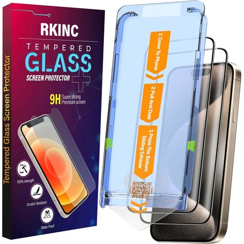 JGD-Verre Trempé [Lot de 2] pour iPhone 15 Pro 6.1 Inch, Film Protection écran, Dureté 9H HD Glass [Installation rapide] [Dépoussiérage automatique][Couverture complète][Sans bulles]