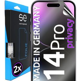 Kal-2x Se® Film De Protection 3d Privacy Pour Apple Iphone 14 Pro, Auto-Réparateur, Compatible Empreinte & Faceid, Installation Sans Bulles, Résistant Aux Chocs Et Rayures, Fabriqué En Allemagne