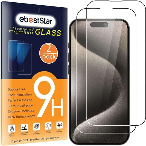 KAL-- Verre Trempé X2 Pour Iphone 15, Iphone 15 Pro Apple, Vitre Protection, Film Anti Casse, Anti Rayures, Sans Bulles