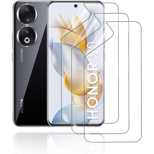 Film De Protection D'écran Hydrogel Pour Honor 90, 3 Pièces Tpu Souple Transparent Hd Anti-Bulles Anti-Rayures Anti-Traces De Doigts Auto-Réparatrice